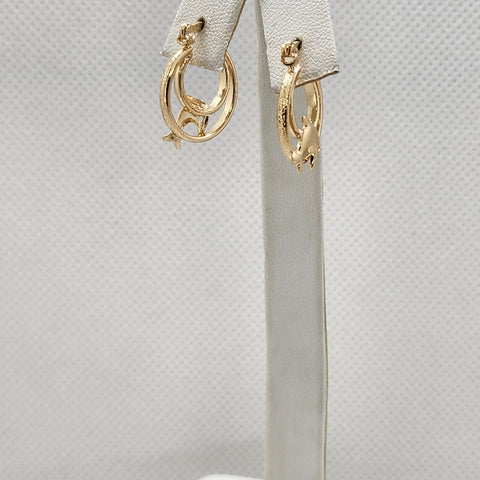 Brand New Brazilian 18k Gold Filled Dolphin Hoop Earrings