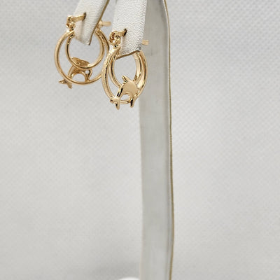 Brand New Brazilian 18k Gold Filled Dolphin Hoop Earrings