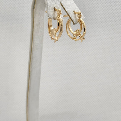 Brand New Brazilian 18k Gold Filled Dolphin Hoop Earrings