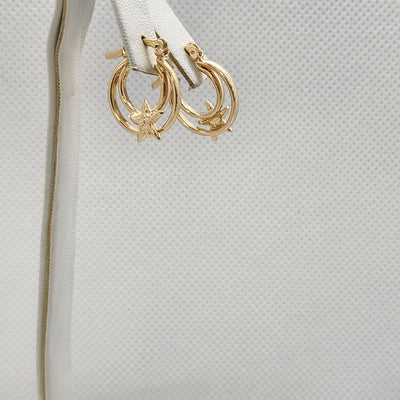 Brand New Brazilian 18k Gold Filled Starfish Hoop Earrings