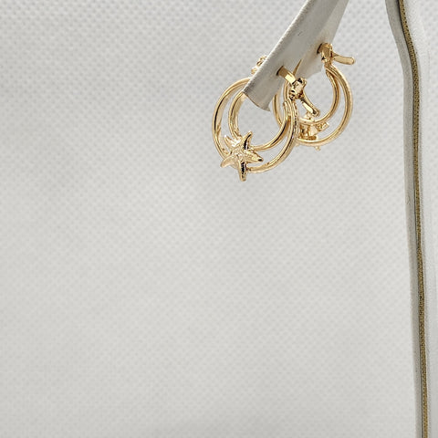 Brand New Brazilian 18k Gold Filled Starfish Hoop Earrings