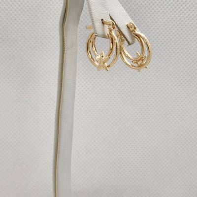 Brand New Brazilian 18k Gold Filled Starfish Hoop Earrings