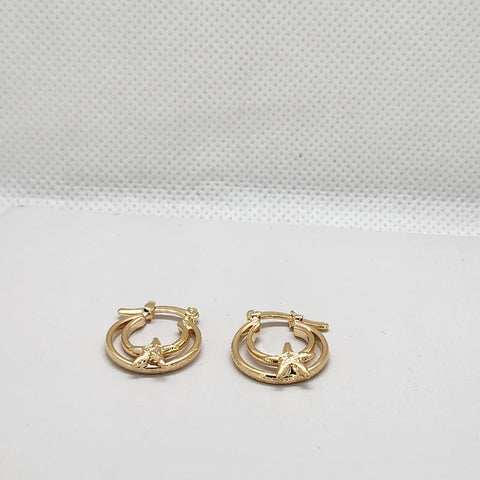 Brand New Brazilian 18k Gold Filled Starfish Hoop Earrings