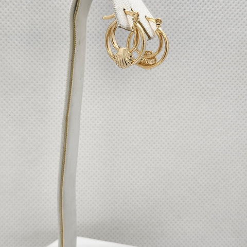 Brand New Brazilian 18k Gold Filled Seashell Hoop Earrings