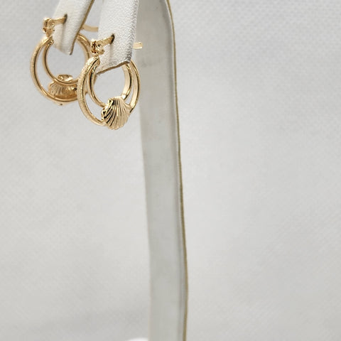 Brand New Brazilian 18k Gold Filled Seashell Hoop Earrings