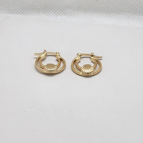 Brand New Brazilian 18k Gold Filled Seashell Hoop Earrings