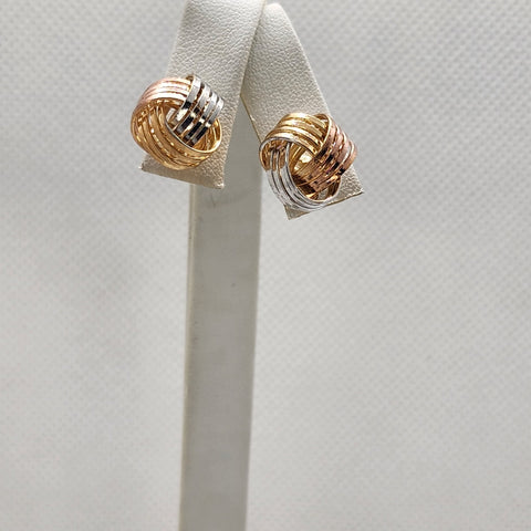 Brand New Brazilian 18k Gold Filled Love Knot Tri Color Earring