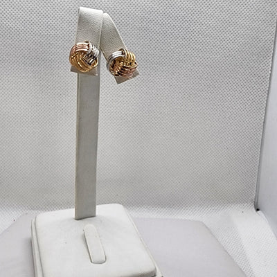 Brand New Brazilian 18k Gold Filled Love Knot Tri Color Earring