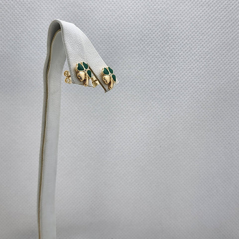 Brand New Brazilian 18k Gold Filled 4 Green Hearts Studs Earrings