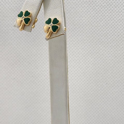 Brand New Brazilian 18k Gold Filled 4 Green Hearts Studs Earrings