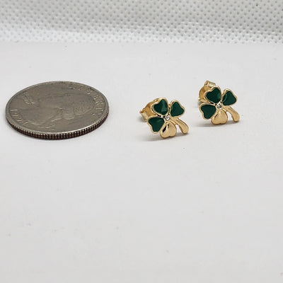 Brand New Brazilian 18k Gold Filled 4 Green Hearts Studs Earrings