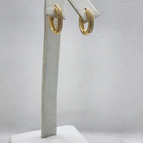 Brand New Brazilian 18k Gold Filled Cz Huggy Earrings