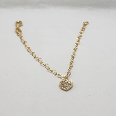 Brand New Brazilian 18k Gold Filled Hearts Bracelet