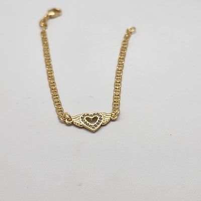 Brand New Brazilian 18k Gold Filled Heart with Wings Bracelet