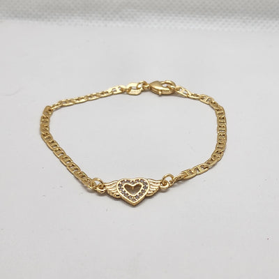 Brand New Brazilian 18k Gold Filled Heart with Wings Bracelet