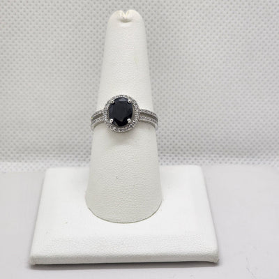 Brand New Sterling Silver 925 Black Oval Gemstone cz Ring