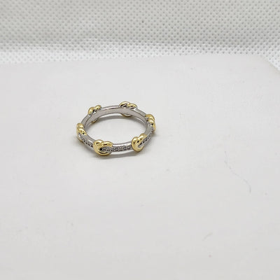 Brand New Sterling Silver 925 Gold/Silver Cz Stones band / Ring