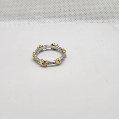 Brand New Sterling Silver 925 Gold/Silver Cz Stones band / Ring