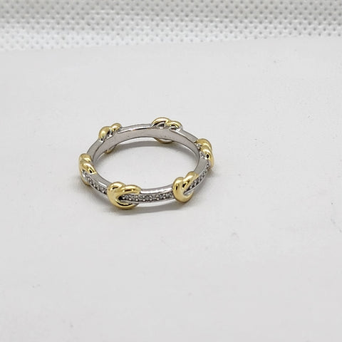 Brand New Sterling Silver 925 Gold/Silver Cz Stones band / Ring