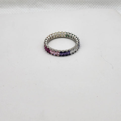 Brand New Sterling Silver 925 Multi Color Gemstones Ring