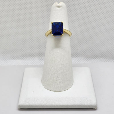 Brand New Sterling Silver 925 Blue Rectangle Gemstone Ring