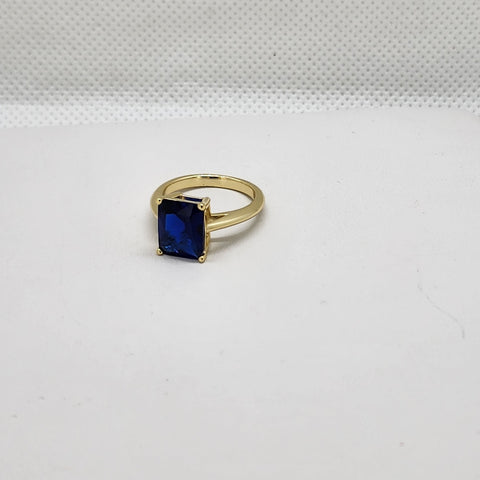 Brand New Sterling Silver 925 Blue Rectangle Gemstone Ring