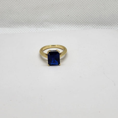 Brand New Sterling Silver 925 Blue Rectangle Gemstone Ring