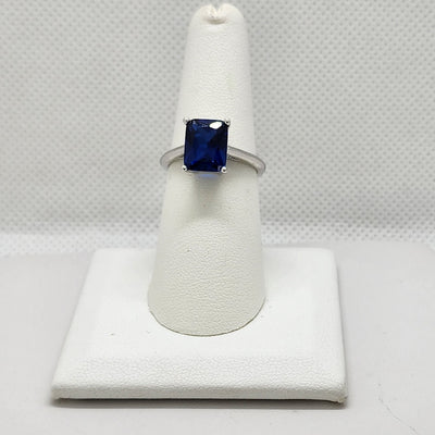 Brand New Sterling Silver 925 Blue Rectangle Gemstone Ring