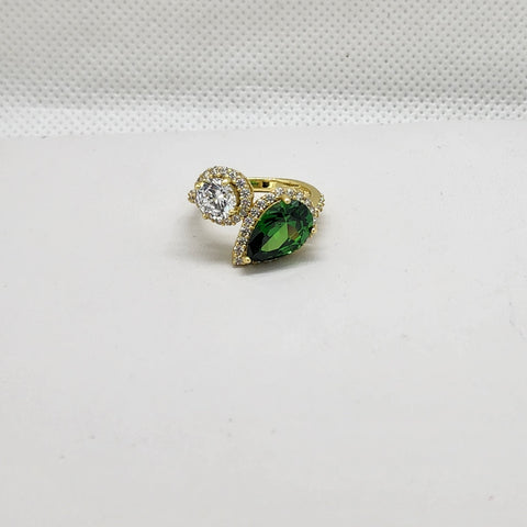 Brand New Sterling Silver 925 Green White Gemstone Ring