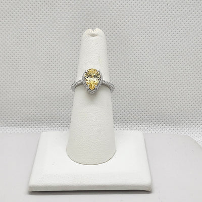 Brand New Sterling Silver 925 Yellow Oval Gemstone Ring