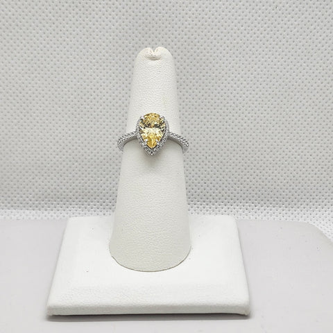 Brand New Sterling Silver 925 Yellow Oval Gemstone Ring