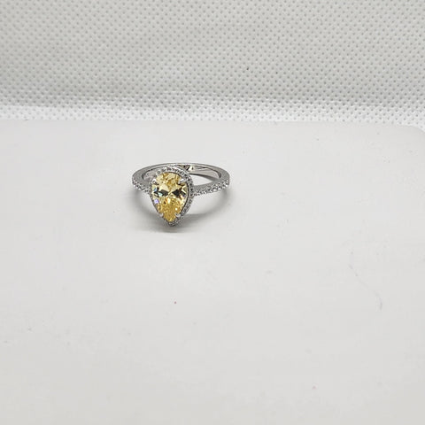 Brand New Sterling Silver 925 Yellow Oval Gemstone Ring