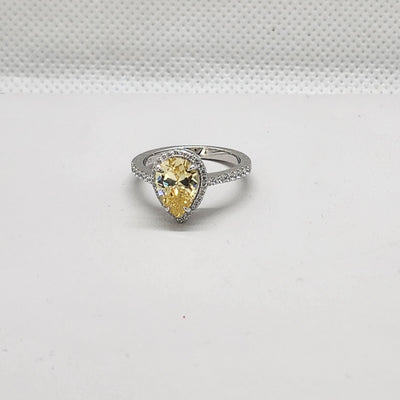 Brand New Sterling Silver 925 Yellow Oval Gemstone Ring