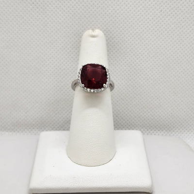 Brand New Sterling Silver 925 Red Gemstones Ring