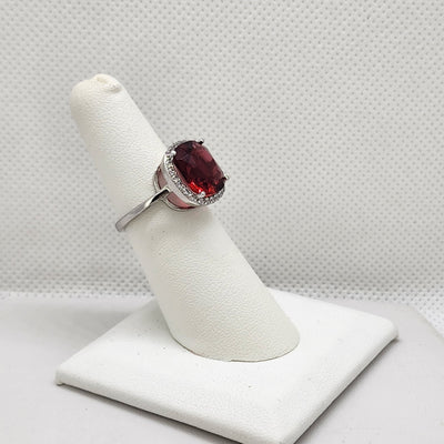 Brand New Sterling Silver 925 Red Gemstones Ring