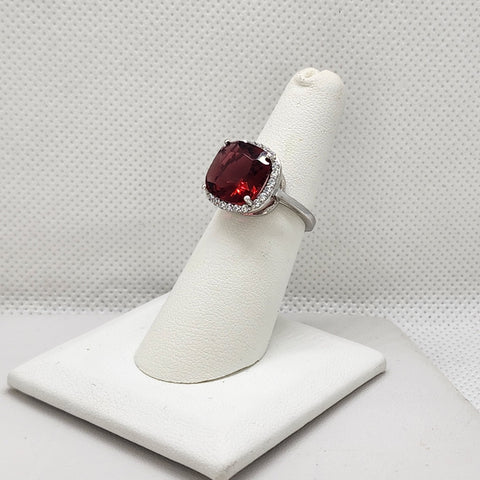 Brand New Sterling Silver 925 Red Gemstones Ring