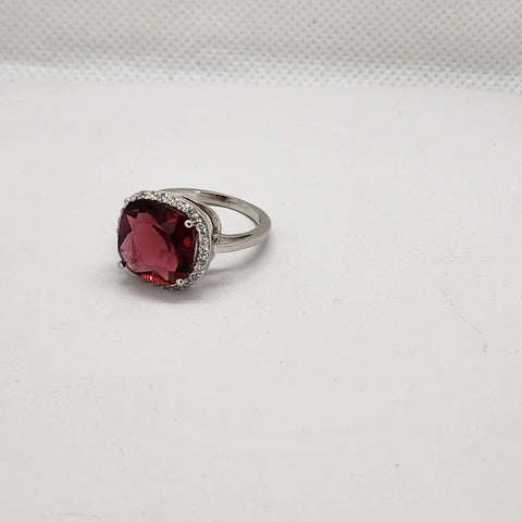 Brand New Sterling Silver 925 Red Gemstones Ring