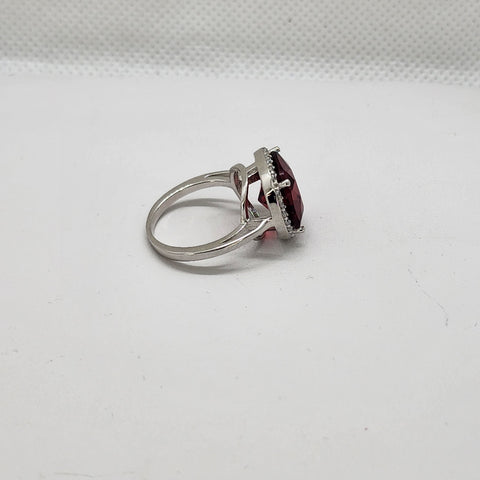 Brand New Sterling Silver 925 Red Gemstones Ring