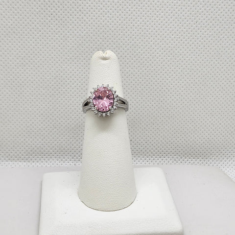 Brand New Sterling Silver 925 Pink gemstone Ring