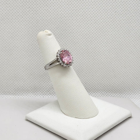 Brand New Sterling Silver 925 Pink gemstone Ring