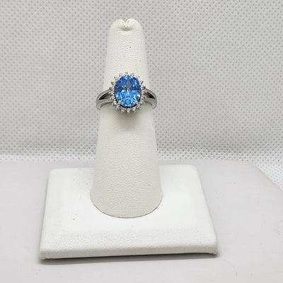 Brand New Sterling Silver 925 Light Blue gemstone Ring