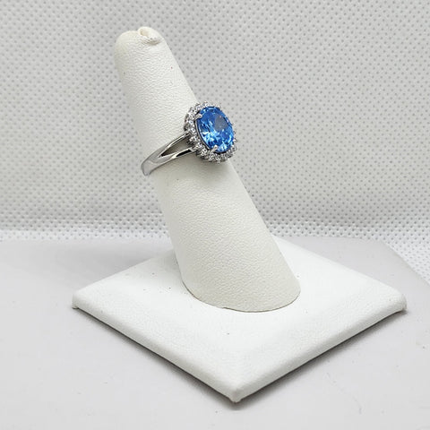 Brand New Sterling Silver 925 Light Blue gemstone Ring