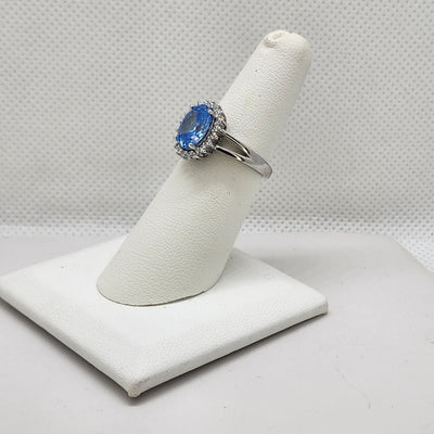 Brand New Sterling Silver 925 Light Blue gemstone Ring