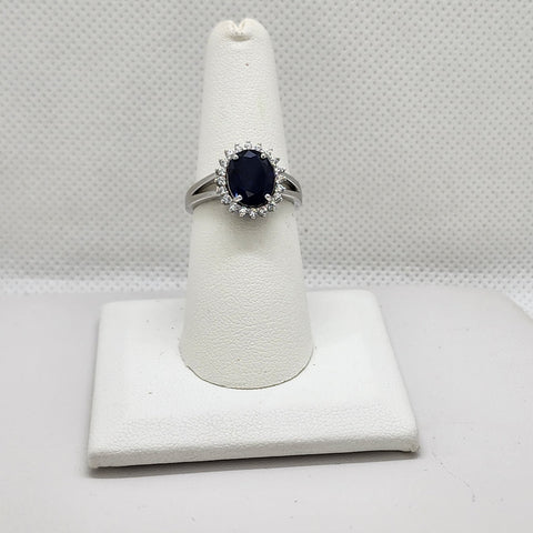 Brand New Sterling Silver 925 Dark Blue gemstone Ring