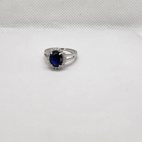 Brand New Sterling Silver 925 Dark Blue gemstone Ring