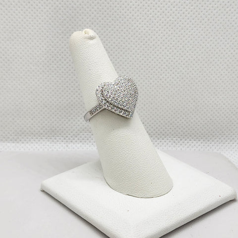 Brand New Sterling Silver 925 Multi CZ Heart Ring