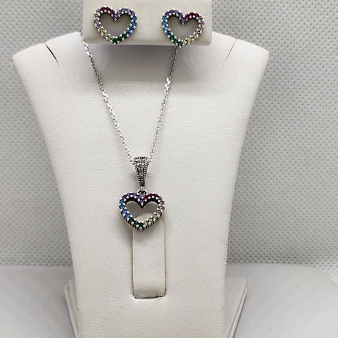 Brand New Sterling Silver 925 Multi Color Heart Set