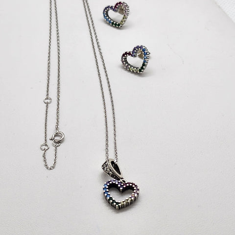 Brand New Sterling Silver 925 Multi Color Heart Set