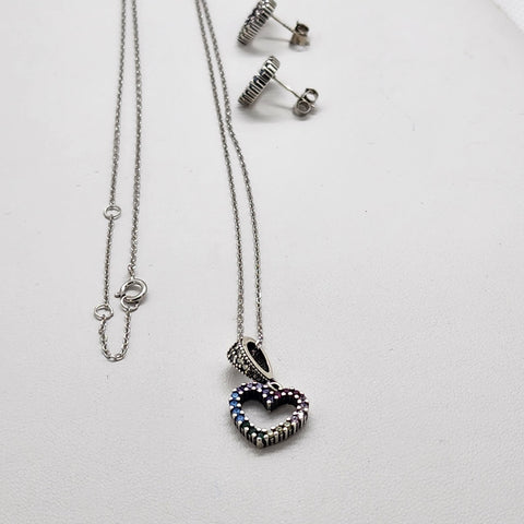 Brand New Sterling Silver 925 Multi Color Heart Set