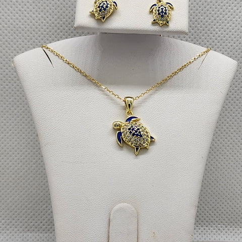 Brand New Sterling Silver 925 Turtle 2pcs Set